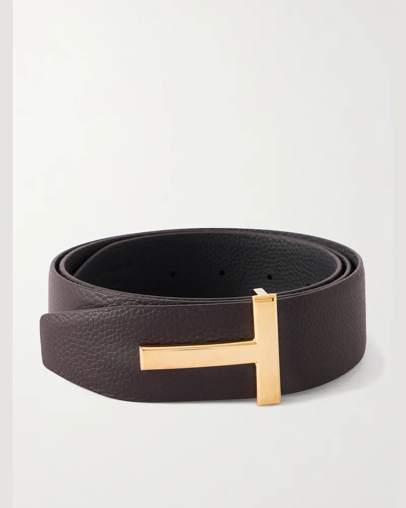 Tom Ford 4cm Full-Grain Leather Belt Brown