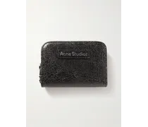 Portemonnaie aus Craquelé-Leder mit Reißverschluss über drei Seiten
