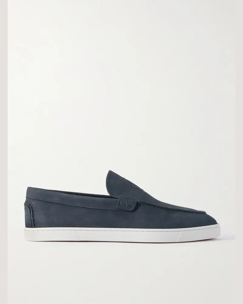 Christian Louboutin Moonboat Loafers aus Nubukleder mit Logoprägung Blau