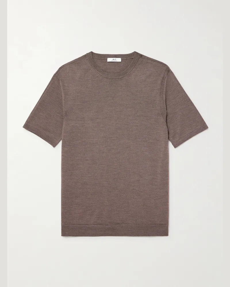 MR P. T-Shirt aus Merinowolle in Rippstrick Braun
