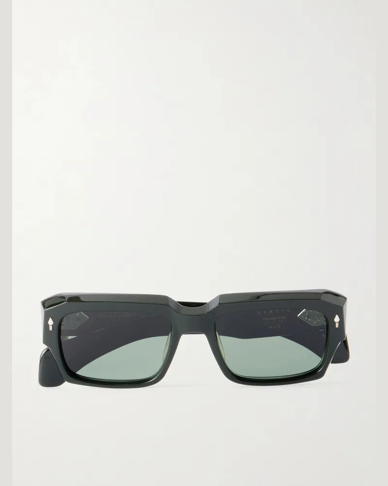 Jacques Marie Mage Dakota Rectangular-Frame Acetate Sunglasses Black