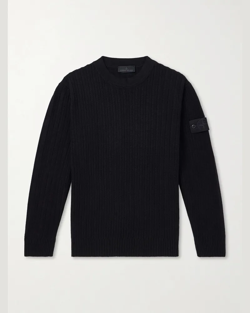 Stone Island GHOST Ribbed Wool and Cashmere-Blend Sweater Black