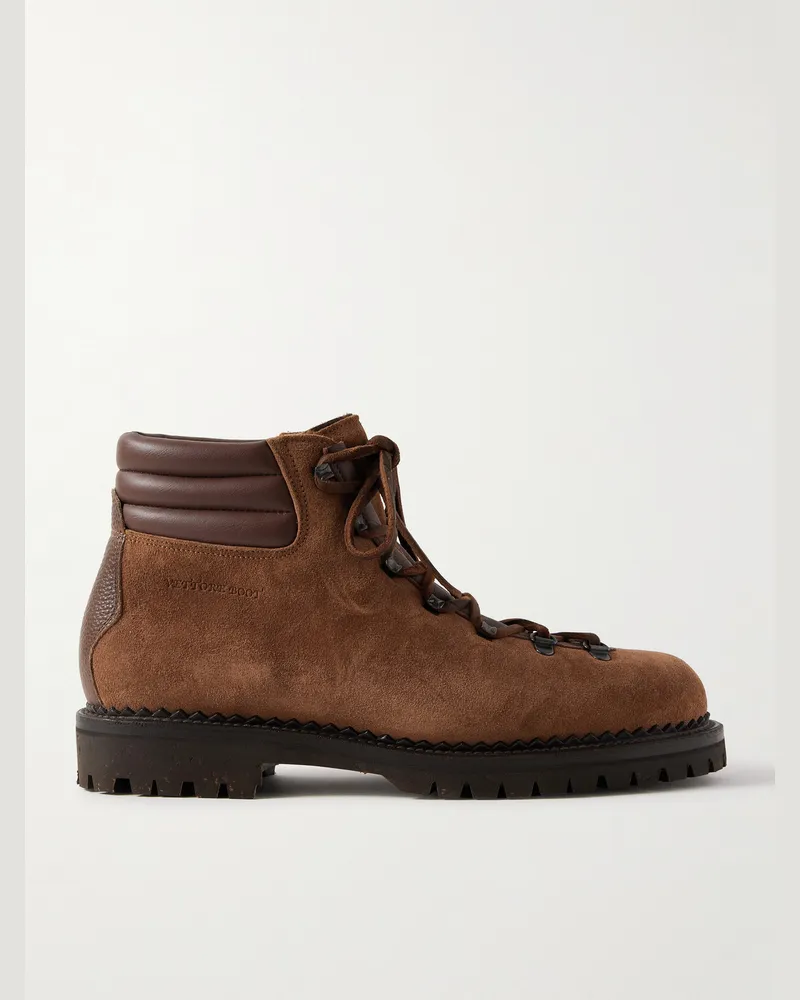 YUKETEN Vettore Schnürstiefel aus Veloursleder mit Lederbesatz Braun