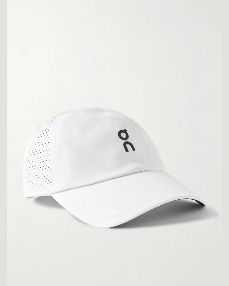ON Court Logo-Appliquéd Perforated Recycled-Shell Tennis Cap White