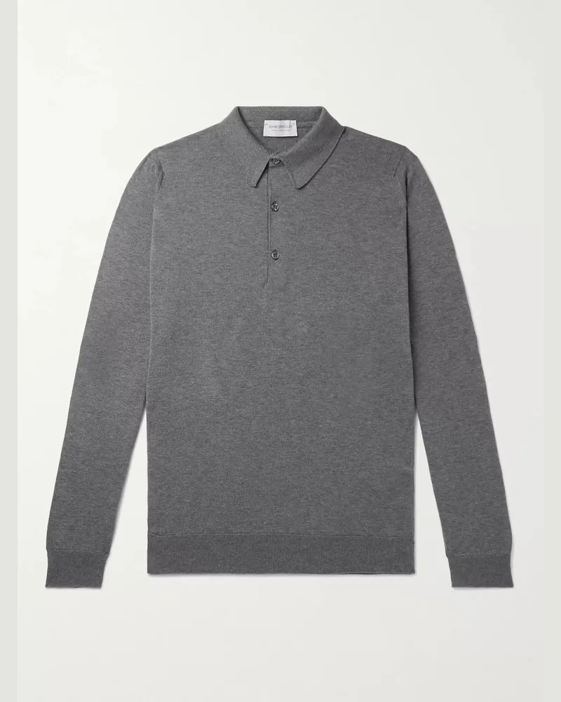 John Smedley Bradwell Sea Island Cotton Polo Shirt Gray
