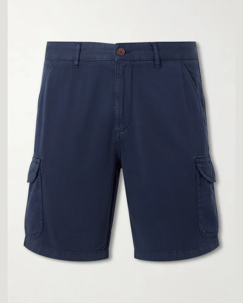 MR P. Straight-Leg Organic Cotton-Twill Cargo Shorts Blue