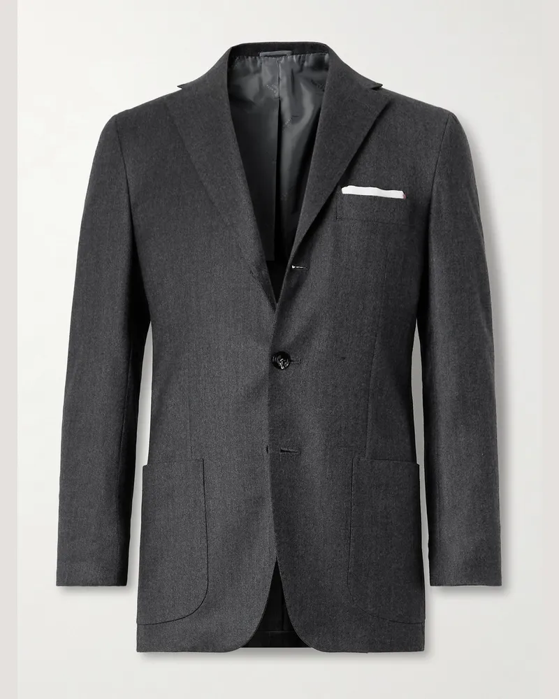 Kiton Sakko aus Twill aus einer Wollmischung Grau