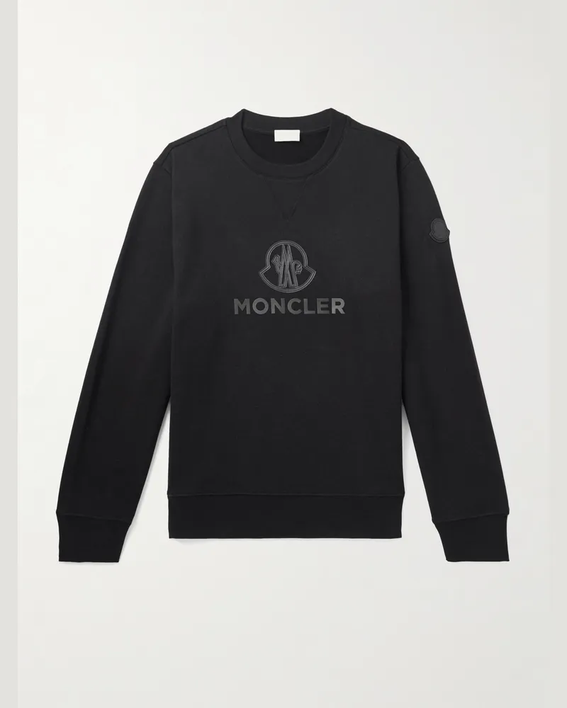 Moncler Sweatshirt aus Jersey aus einer Baumwoll-Kaschmirmischung mit Logoapplikation Schwarz
