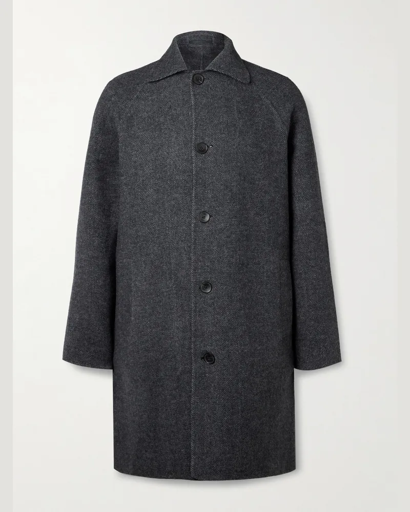 MR P. Mantel aus Flanell aus einer Woll-Kaschmirmischung mit Fischgratmuster Grau