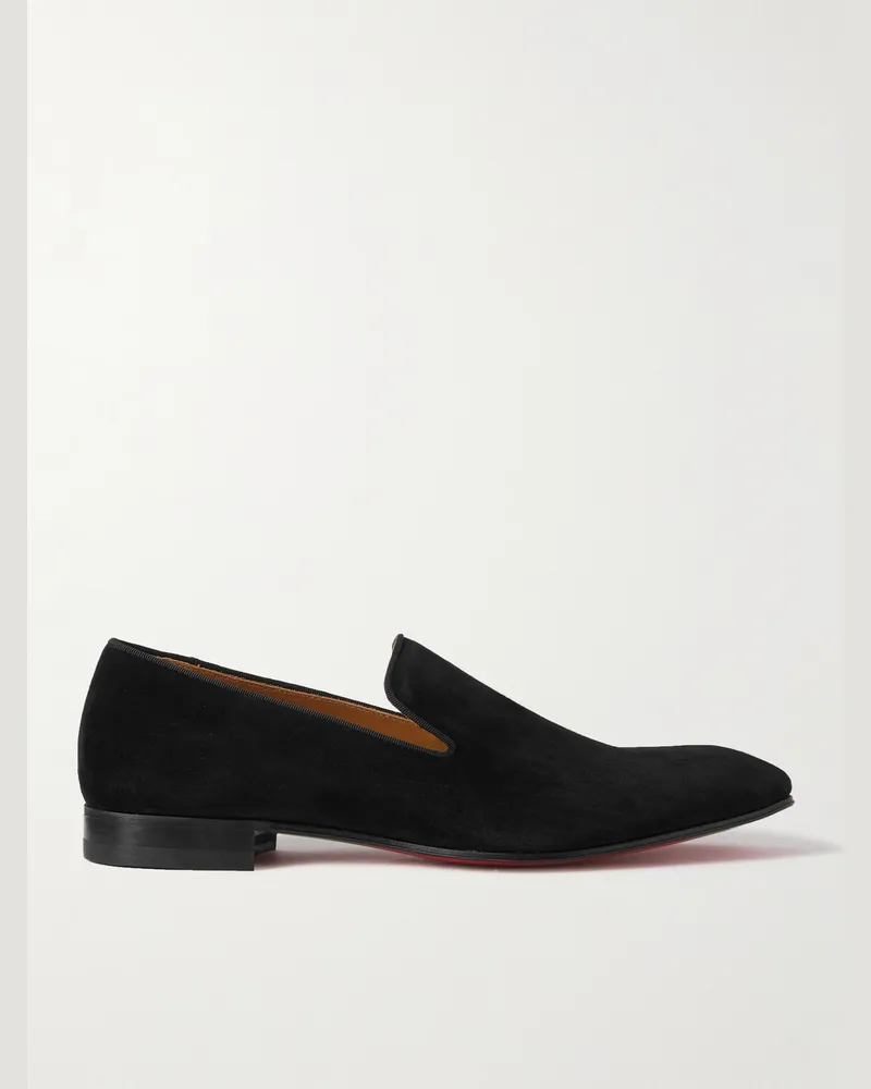Christian Louboutin Dandelion Grosgrain-Trimmed Suede Loafers Black