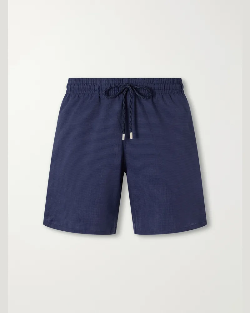 Vilebrequin Mahina Straight-Leg Mid-Lenght Shell Swim Shorts Blue