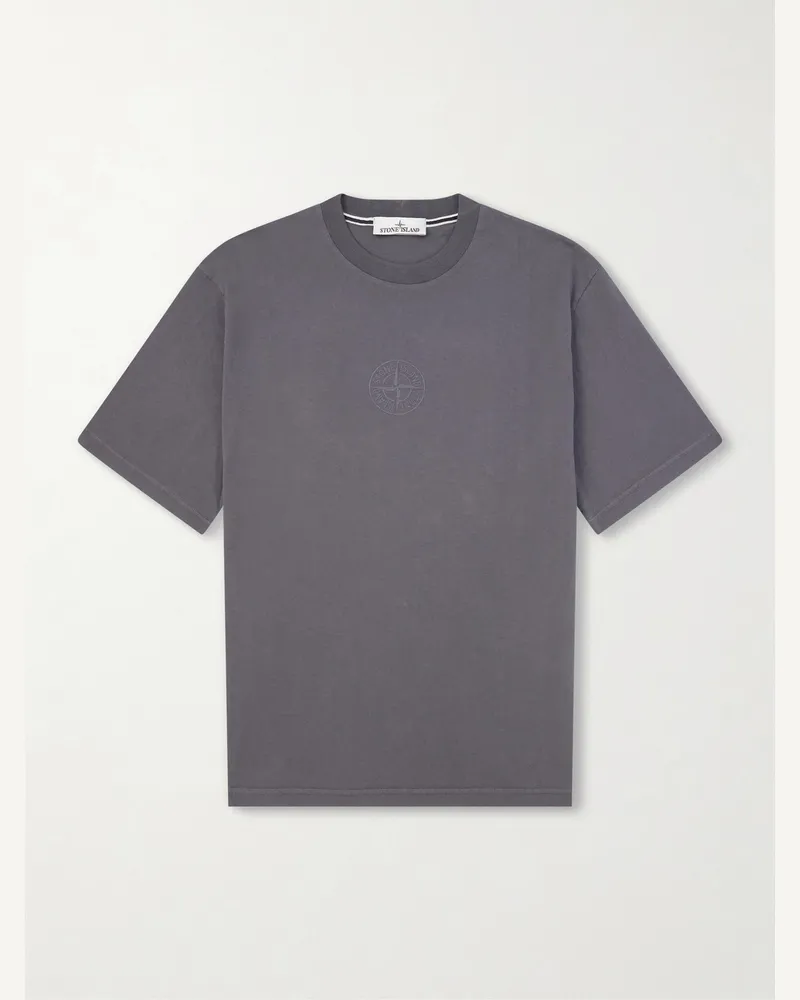Stone Island Logo-Detailed Organic Cotton-Jersey T-Shirt Gray