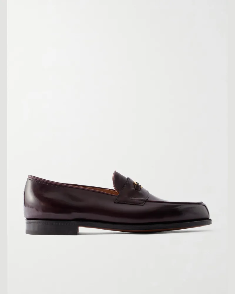 John Lobb Lopez Pennyloafers aus Leder mit Verzierung Burgunder