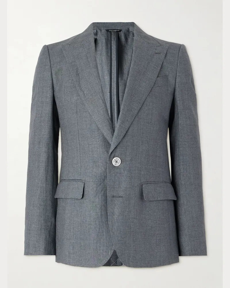 Dolce & Gabbana Linen Blazer Gray