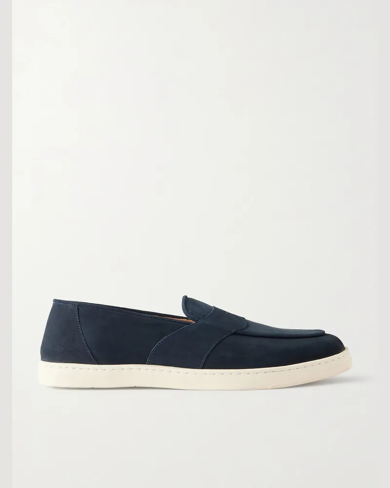 George Cleverley Joey Nubuck Penny Loafers Blue