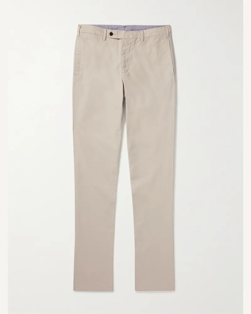 Sid Mashburn Schmal und gerade geschnittene Hose aus Baumwoll-Twill in Stückfärbung Neutral