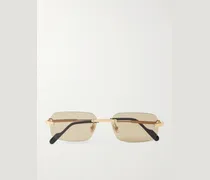 Rimless Rectangular-Frame Gold-Tone Sunglasses