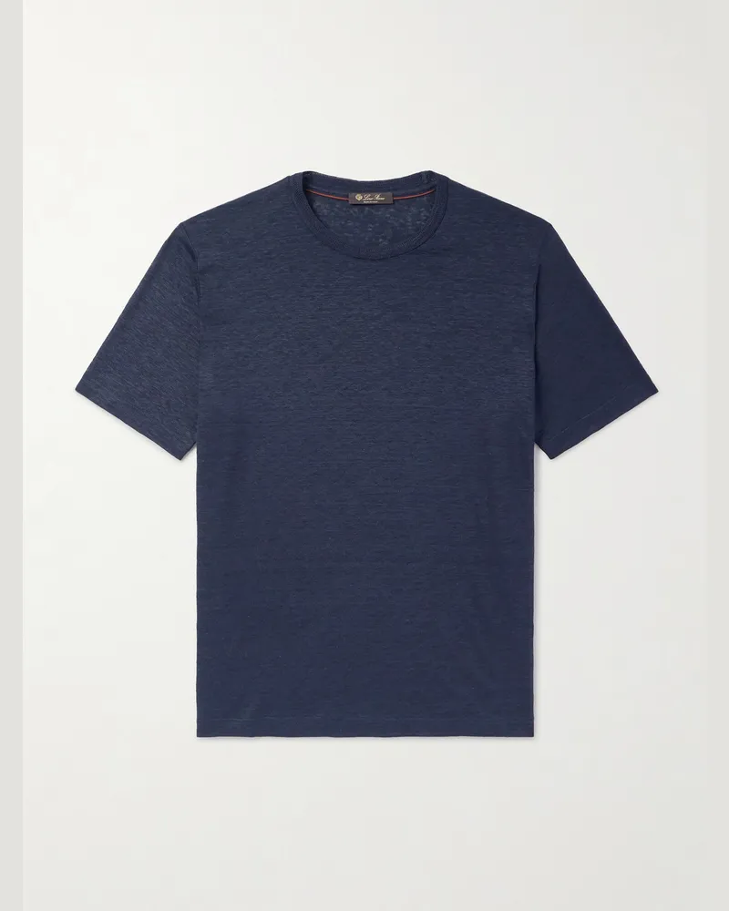 Loro Piana T-Shirt aus Leinen-Jersey Blau