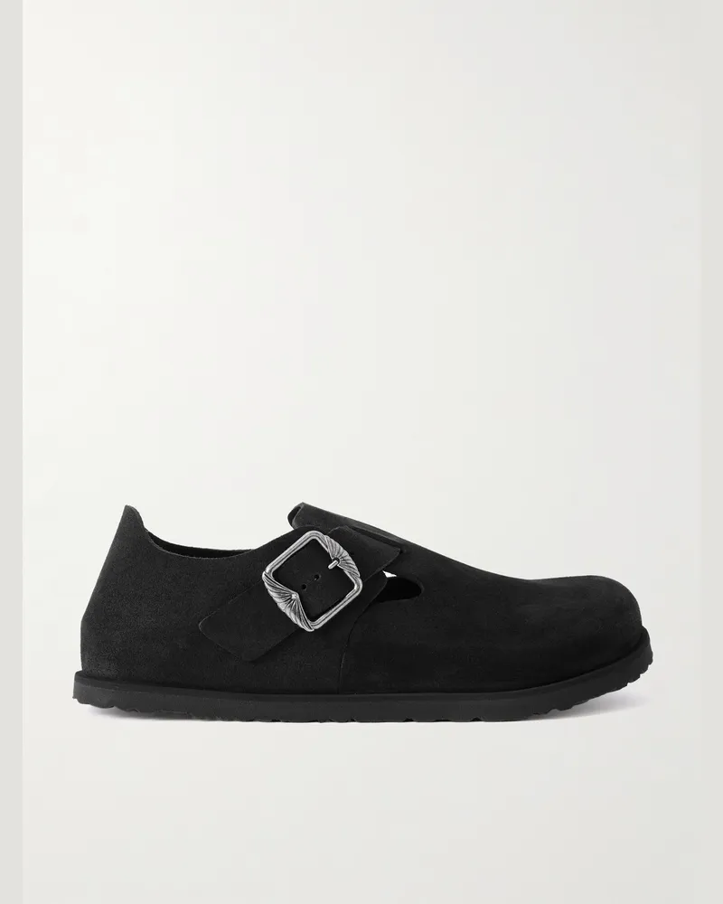 Birkenstock London Clogs aus Veloursleder Schwarz