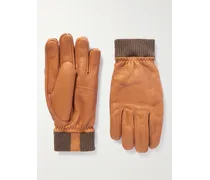 Tore wattierte Handschuhe aus vollnarbigem Leder mit Fleecefutter