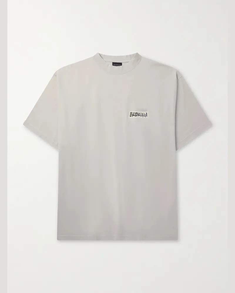 Balenciaga Oversized-T-Shirt aus Baumwoll-Jersey mit Logoprint Neutral