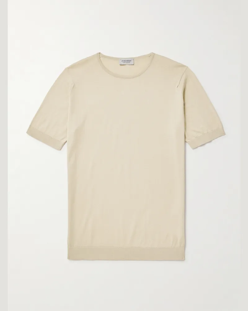 John Smedley Belden schmal geschnittenes T-Shirt aus Sea-Island-Baumwolle Neutral