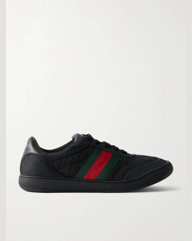 Gucci Screener 2.0 Suede-Trimmed Shell Sneakers Black