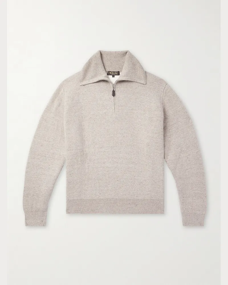 Loro Piana Linen and Cashmere-Blend Zip-Up Sweater Neutrals