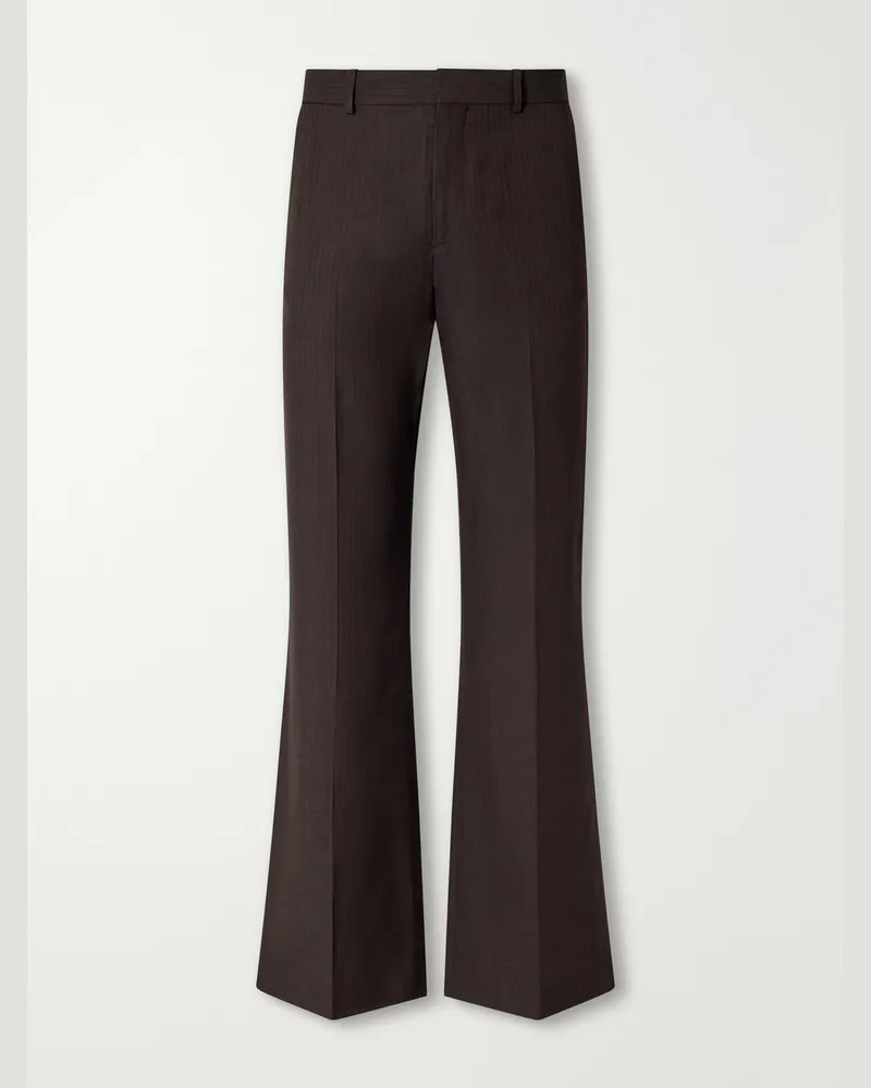 Acne Studios Straight-Leg Herringbone Trousers Brown