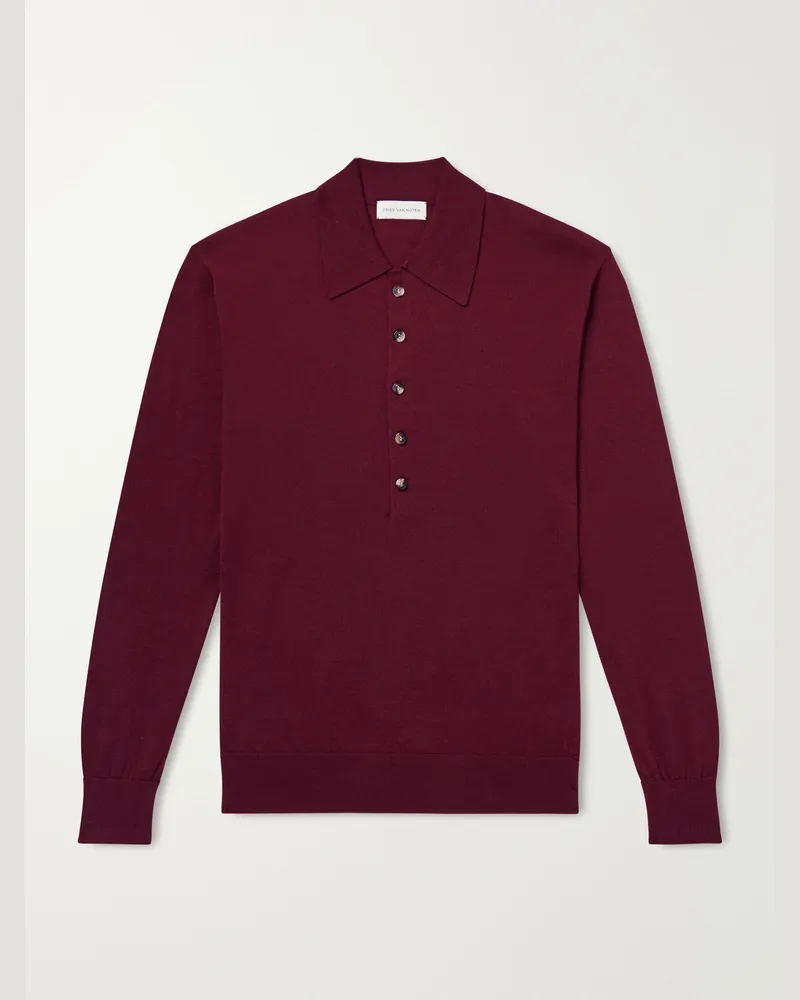 Dries van Noten Muano Merino Wool Polo Shirt Burgundy