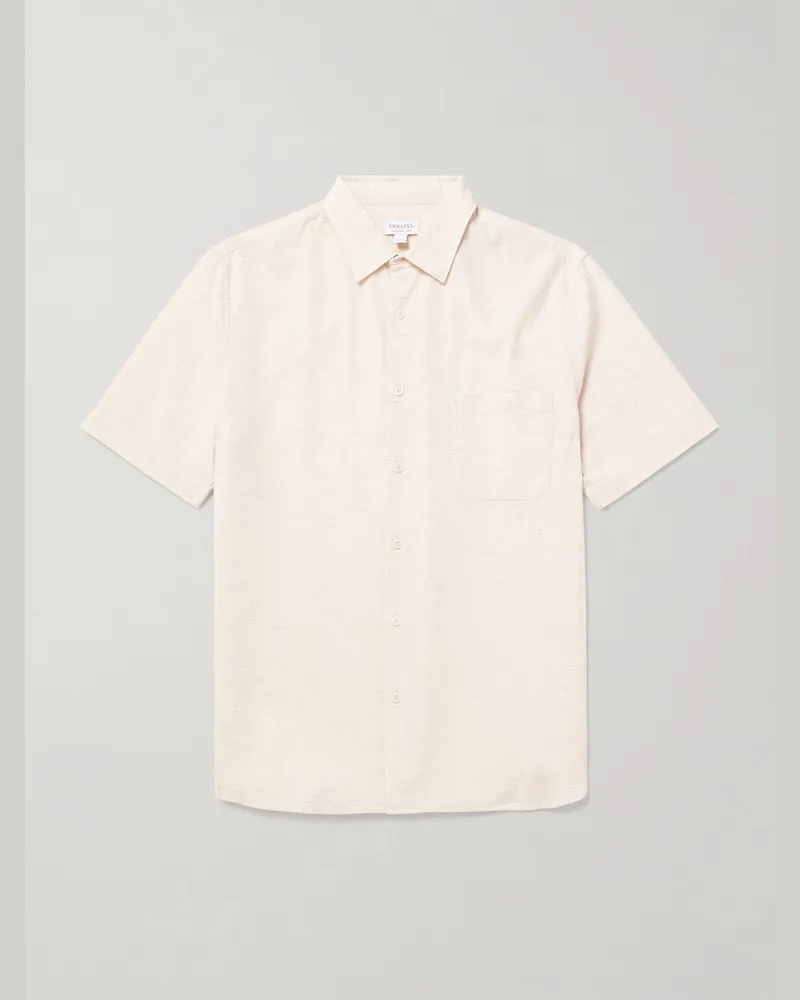 Sunspel Hemd aus einer Baumwoll-Leinenmischung Neutral