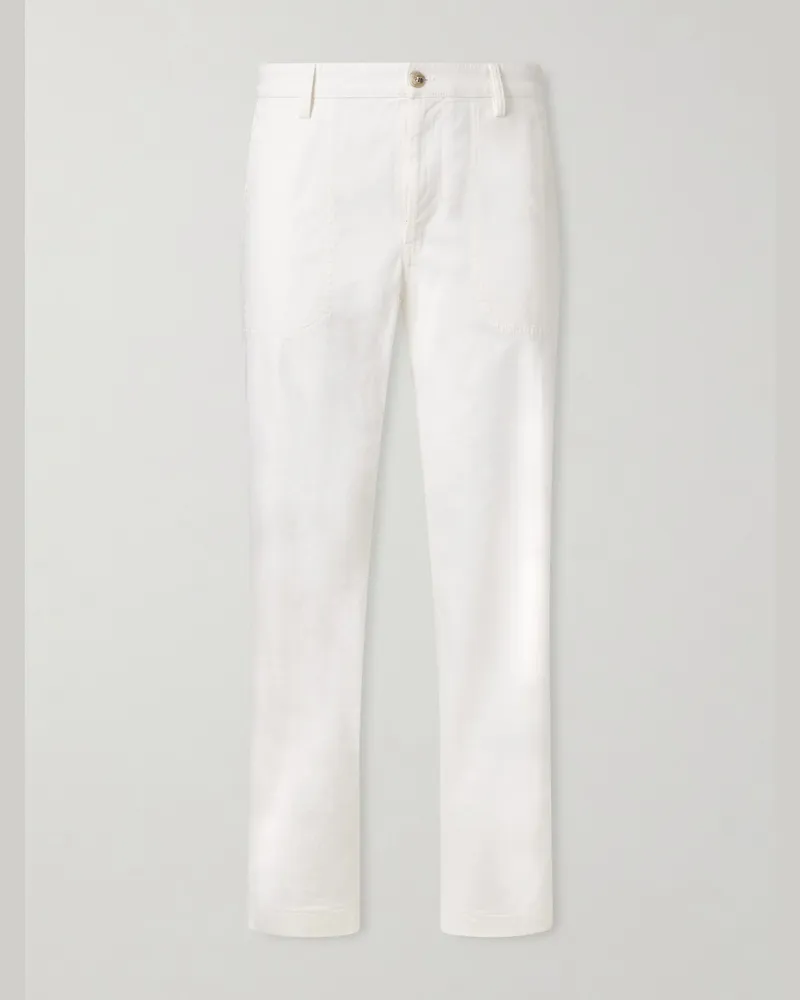 Canali Gerade geschnittene Hose aus Twill aus einer Baumwollmischung Neutral
