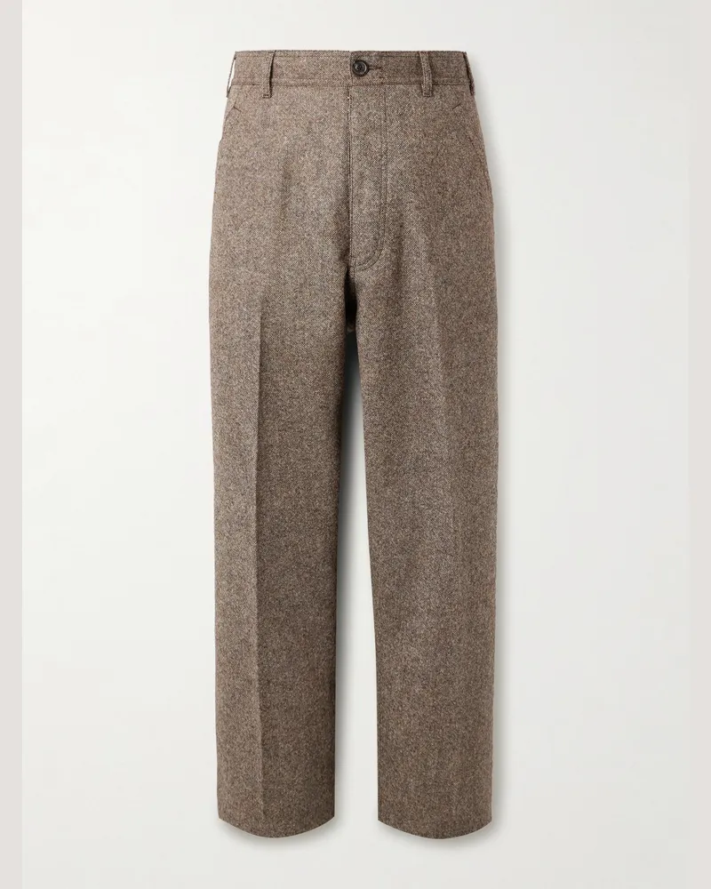 Maison Margiela Weit geschnittene Hose aus Woll-Canvas Braun