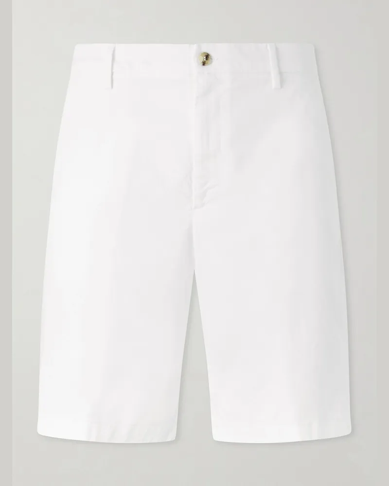 Canali Straight-Leg Stretch Cotton-Blend Gabardine Shorts White