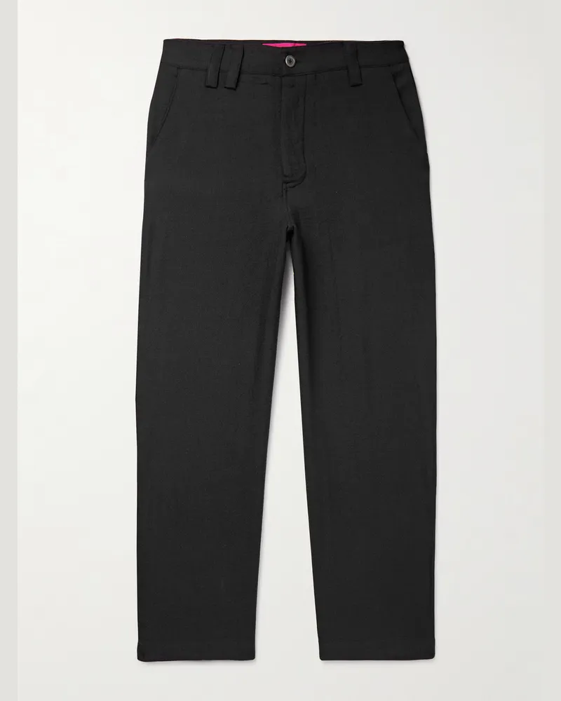 The Elder Statesman Norm gerade geschnittene Hose aus Twill aus einer Woll-Kaschmirmischung Schwarz