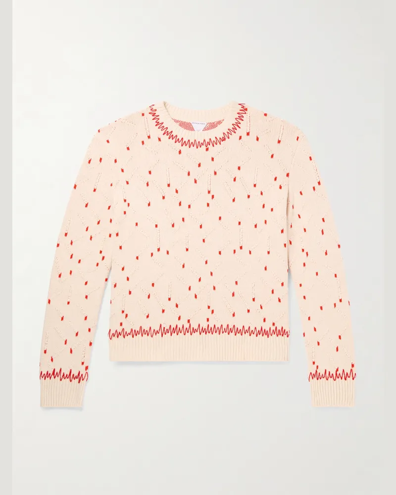 Bottega Veneta Pullover aus Chenille aus einer Baumwollmischung in Jacquard-Strick mit Stickereien Pink