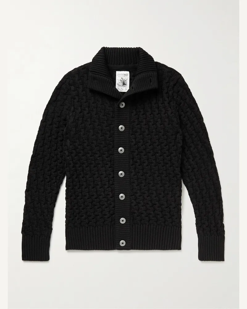 S.N.S Herning Stark Textured Virgin Wool Cardigan Black