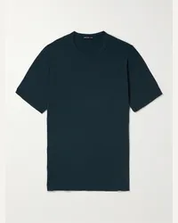 James Perse Elevated Lotus T-Shirt aus Baumwoll-Jersey in Stückfärbung Blau