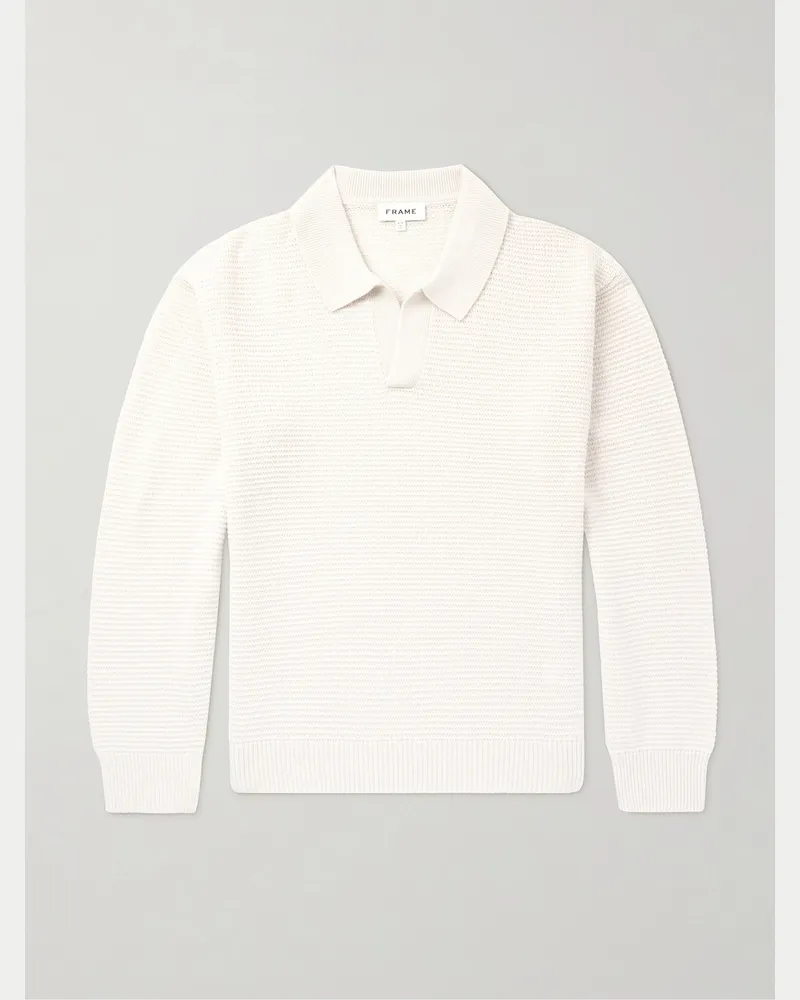 Frame Denim Pullover aus einer strukturierten Woll-Seidenmischung mit Polokragen Neutral
