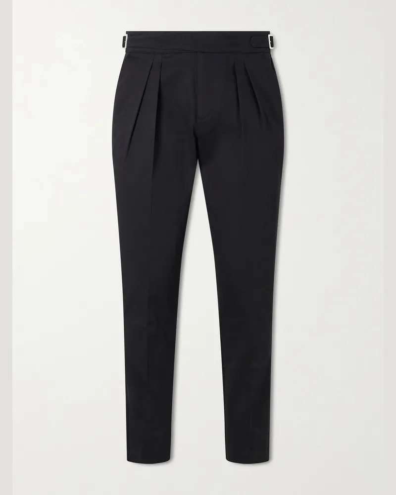 MR P. Steve Tapered Pleated Cotton Trousers Black