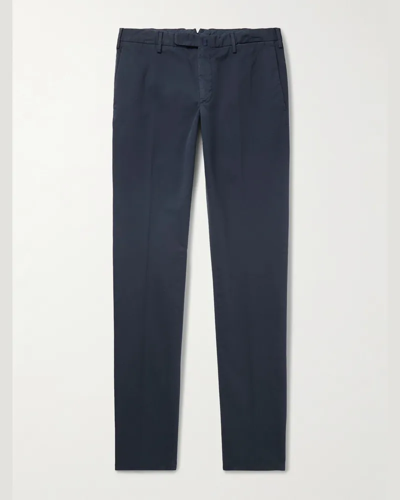 Incotex Venezia 1951 schmal geschnittene Hose aus Stretch-Baumwoll-Twill Blau