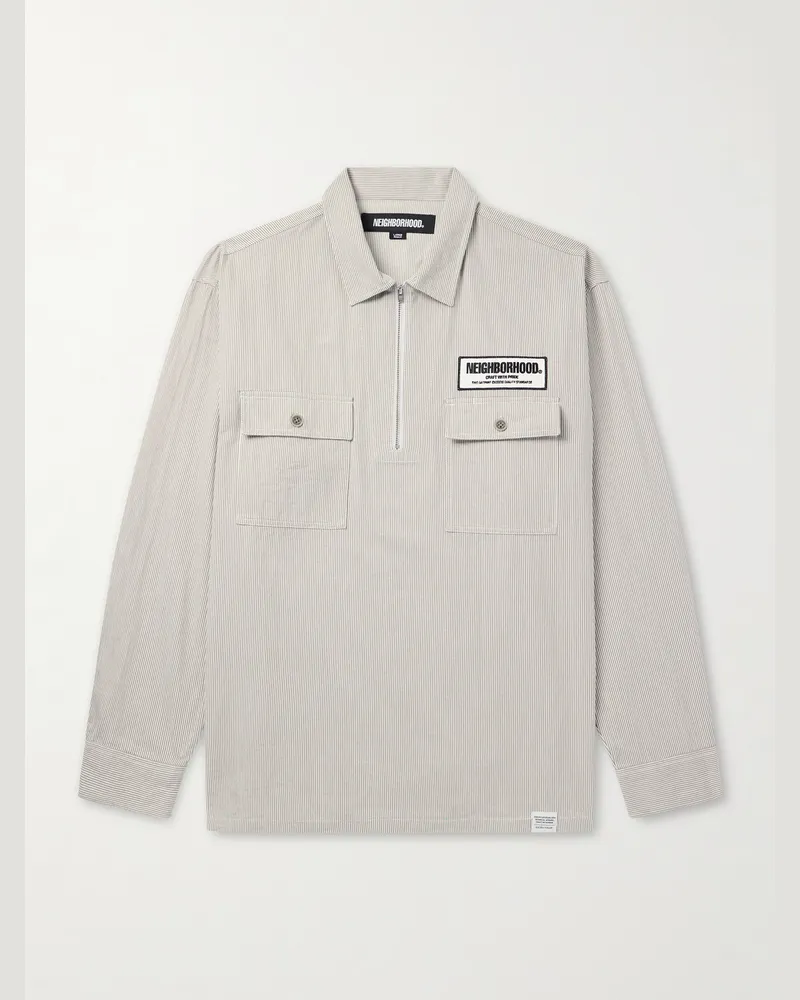 Neighborhood Hickory Hemdjacke aus Baumwolle mit Streifen und kurzem Reißverschluss Neutral