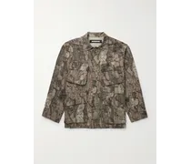 Fatigue Jacke aus Baumwoll-Ripstop mit Camouflage-Print und Logoapplikation