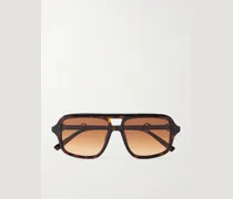 Aviator-Style Horsebit-Embellished Tortoiseshell Acetate Glasses