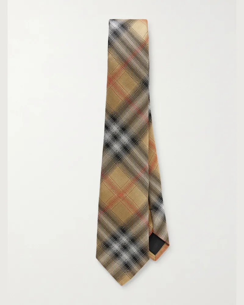 Burberry Karierte Krawatte aus Maulbeerseiden-Jacquard, 7 cm Neutral