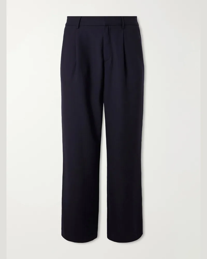 MR P. Wide-Leg Pleated Wool-Fresco Trousers Blue