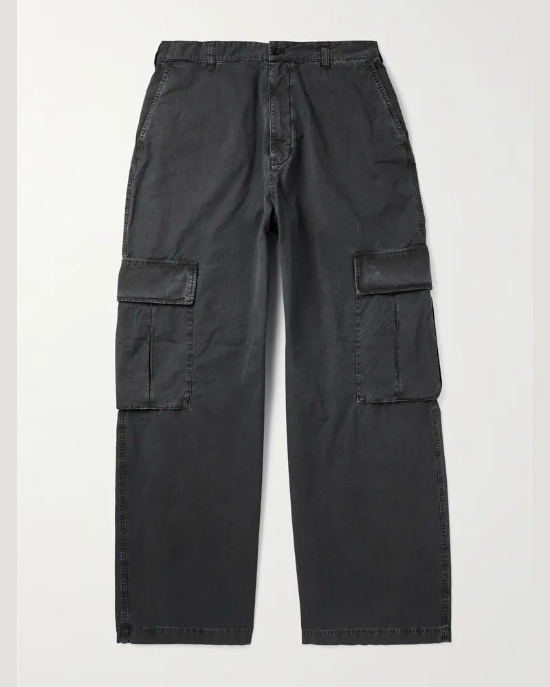 Acne Studios Weit geschnittene Cargohose aus Baumwoll-Ripstop mit Logostickerei Schwarz