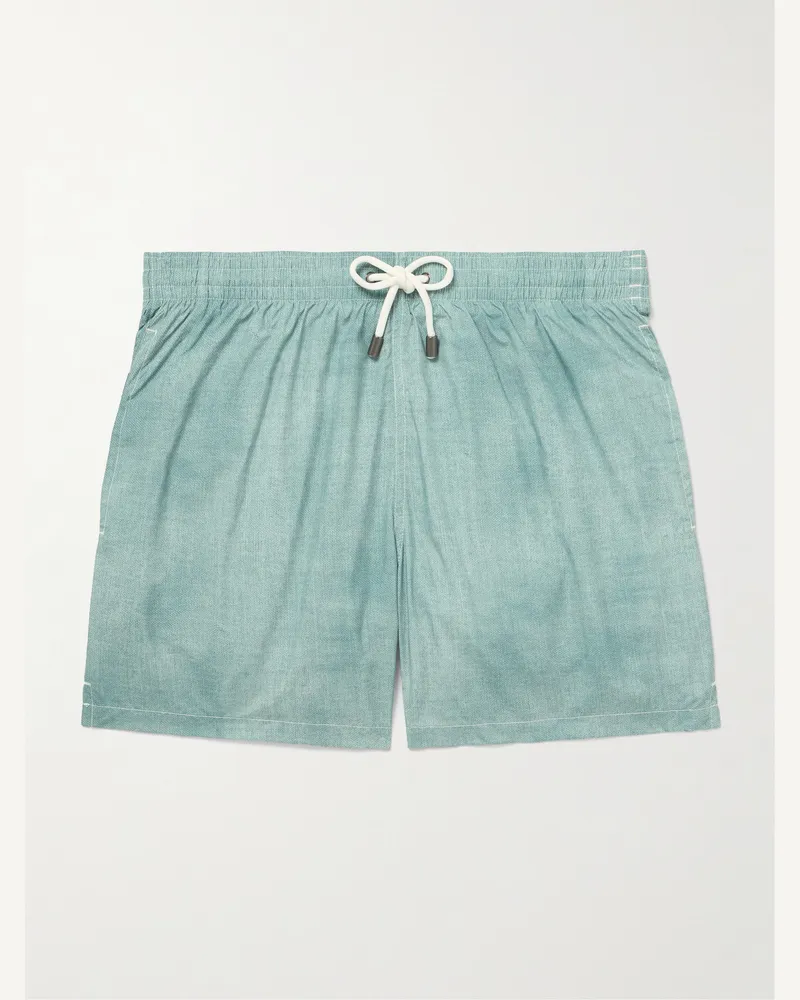 Canali Straight-Leg Mid-Length Printed Swim Shorts Blue