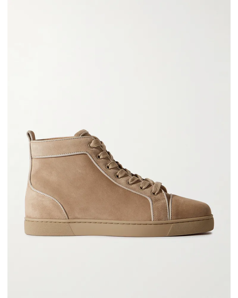 Christian Louboutin Louis Orlato High-Top-Sneakers aus Veloursleder mit Ripsband Neutral