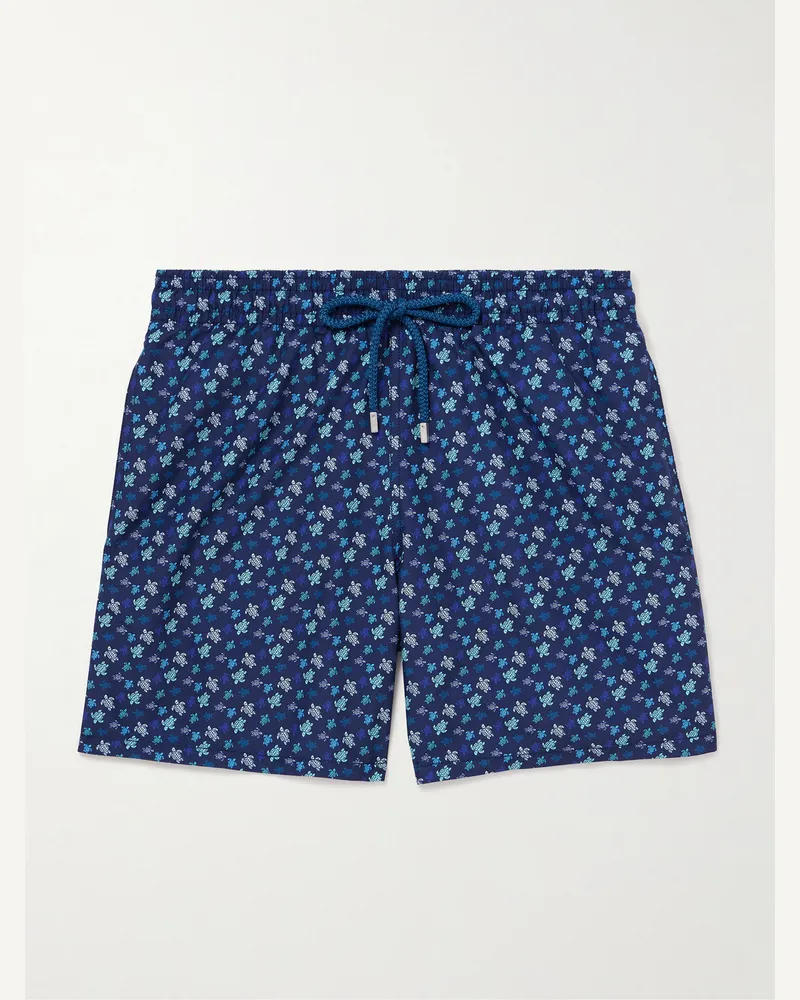 Vilebrequin Moorea gerade geschnittene mittellange Badeshorts mit Print Blau
